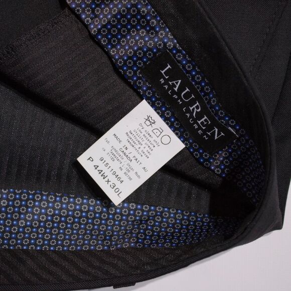 Ralph Lauren Ultraflex Classic Fit Black Wool Blend Flat Front Pant Men Sz 44x30 - Picture 7 of 11